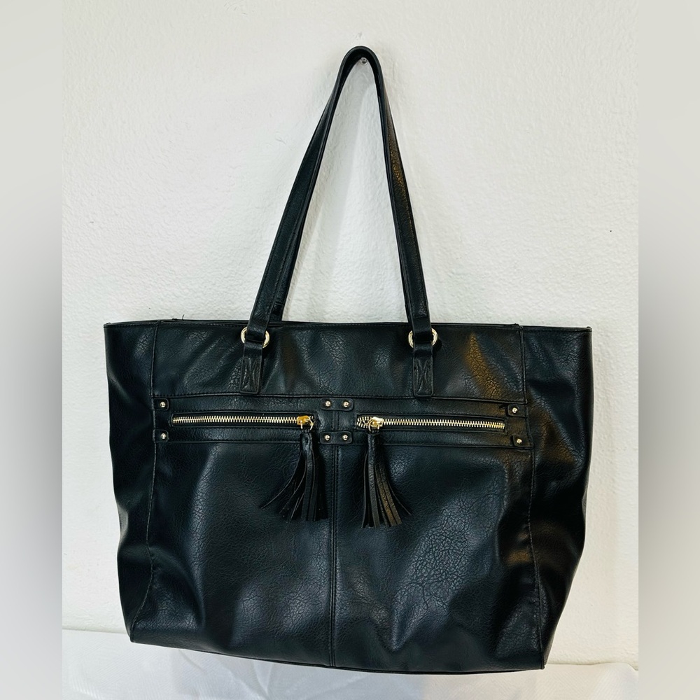 Classic Black Tassel Tote Bag - Unbranded